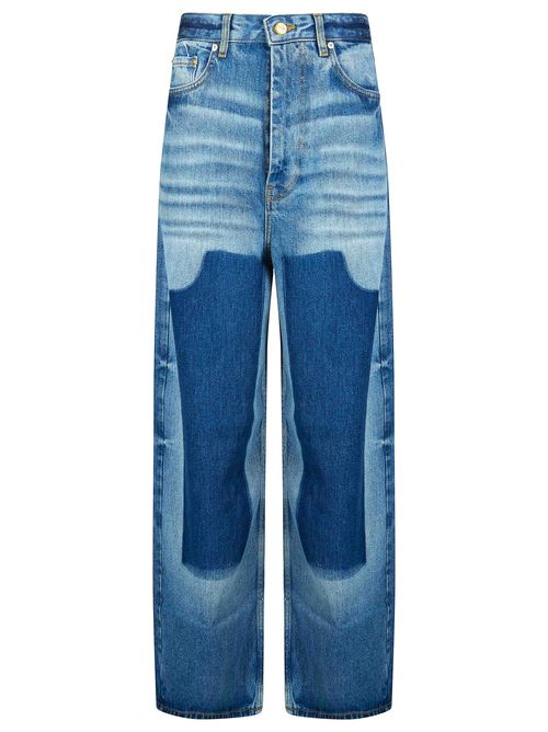 Baggy Patch Worker Jeans for Women