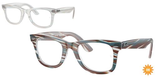 Ray-Ban RX5121F Wayfarer Asian Fit 8382 Men's Eyeglasses Blue Size 50 - Blue Light Block Available