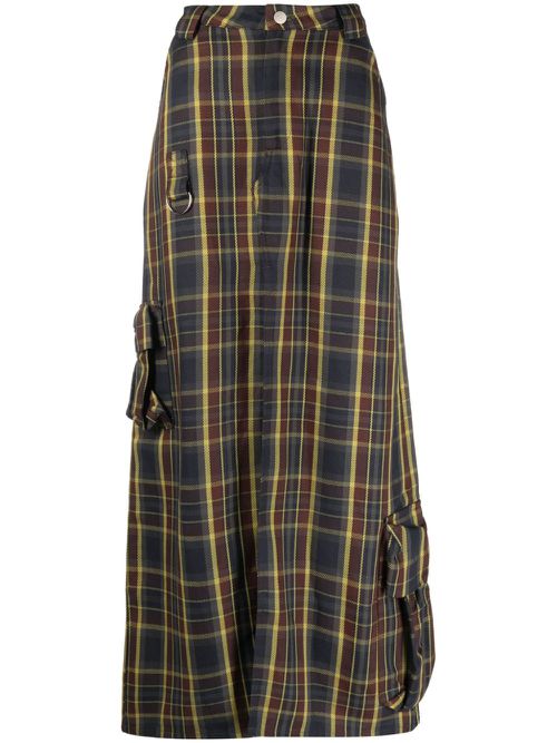 Stomp plaid flannel maxi skirt - Blue