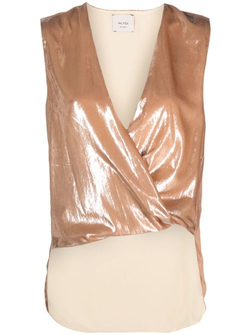Metallic-finish sleeveless top - Neutrals