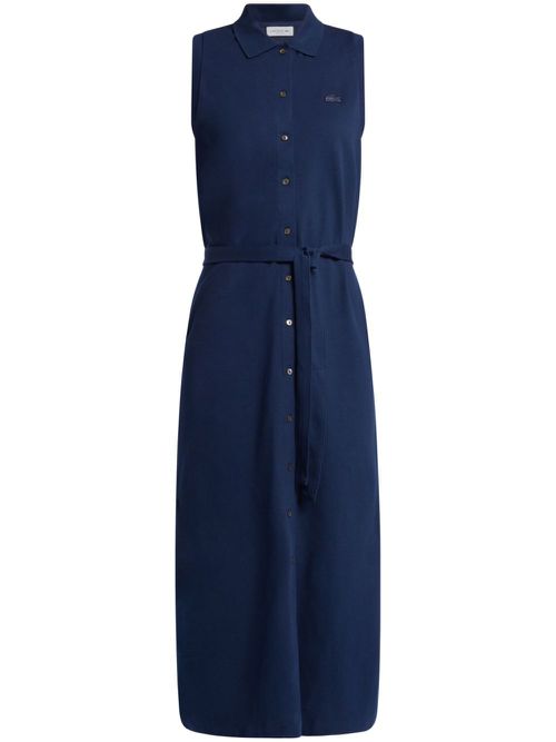 Logo-patch cotton dress - Blue