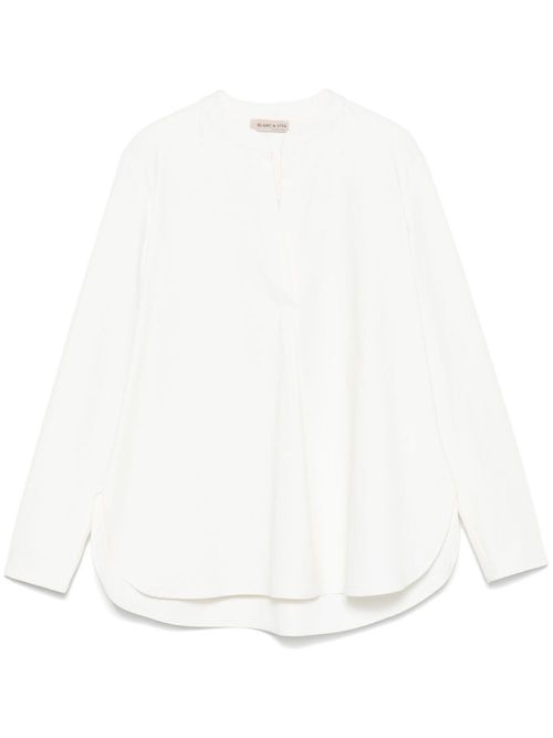 Band-collar blouse - White