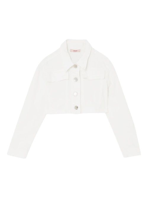 Cropped denim jacket - White