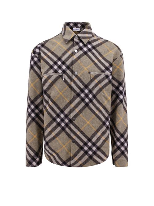 -Camicia in misto lana con motivo Check-Uomo