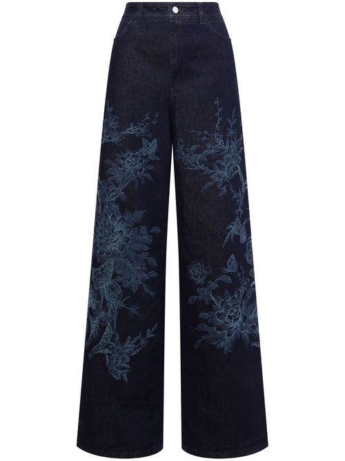 Floral-print jeans - Blue