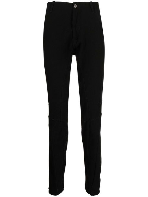 Waffle-knit tapered-leg trousers - Black