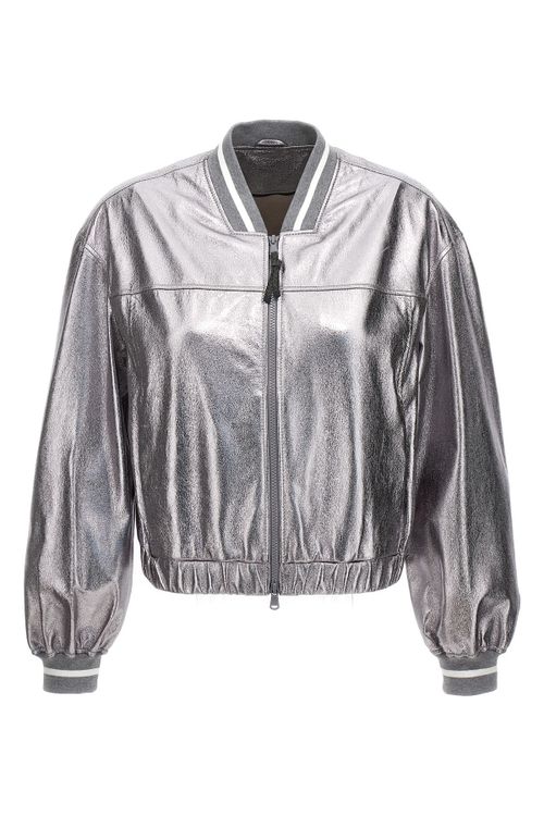 Laminated Leather Bomber Jacket