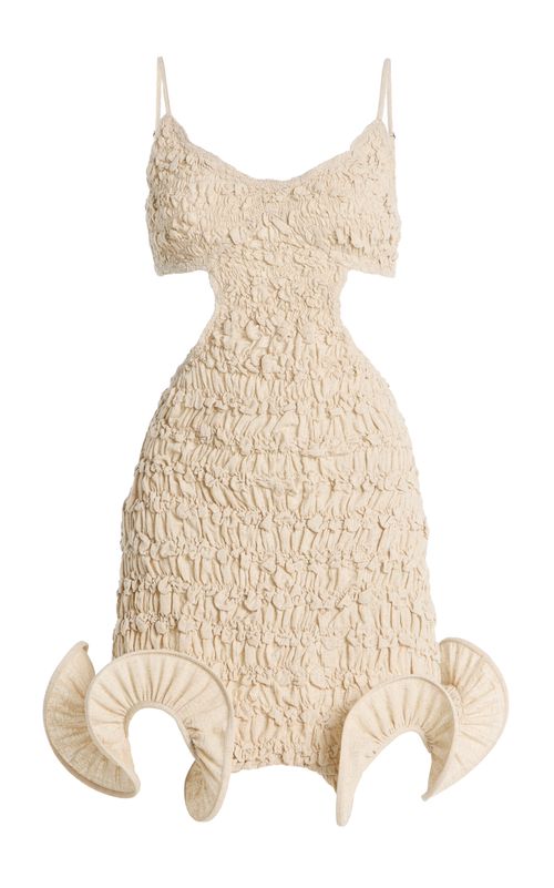 Exclusive Dina Shirred Linen-Blend Mini Dress