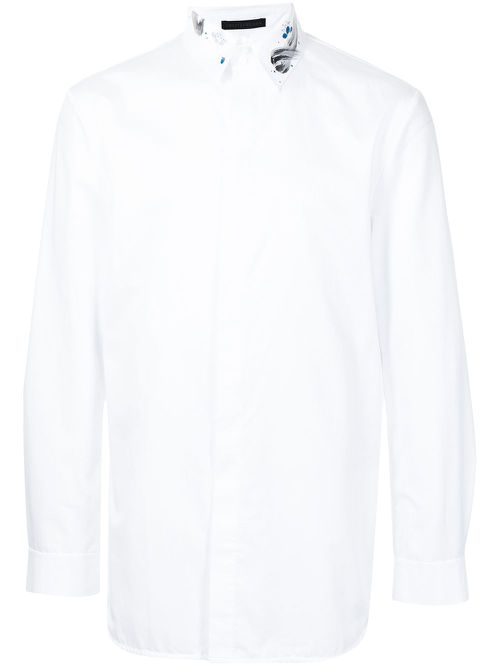 Hand-drawn collar cotton shirt - White