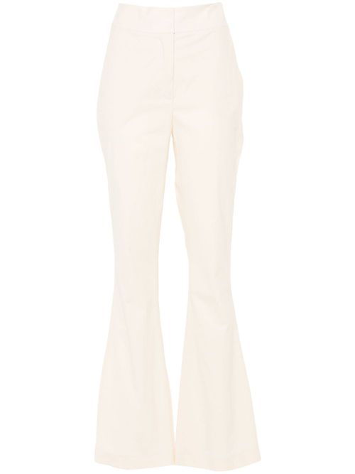 Crinkled-finish flared trousers - Neutrals