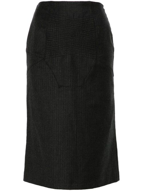 1990s pinstripe-pattern wool midi skirt - Grey