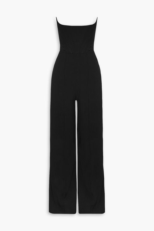 Slaine strapless satin-crepe wide-leg jumpsuit - Black - UK 4