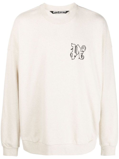 Logo-print cotton sweatshirt - Neutrals