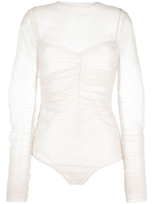 Semi-sheer long-sleeved body - Neutrals