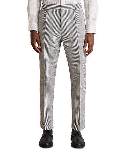 Drawstring Pinstripe Seersucker Trousers