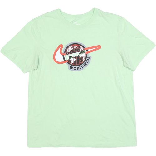 NIKE Mens Green Worldwide Graphic T-Shirt L Short Sleeve Crew Neck Cotton Blend