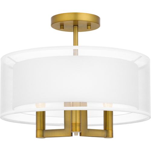 Quoizel Semi-Flush Mount 3-Light Semi-Flush Mount in Aged Bra