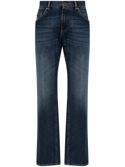 Mid-rise straight-leg jeans - Blue