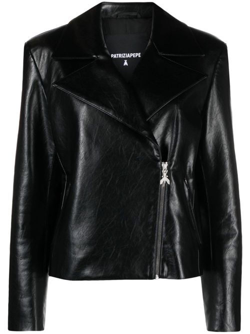 Faux-leather biker jacket - Black