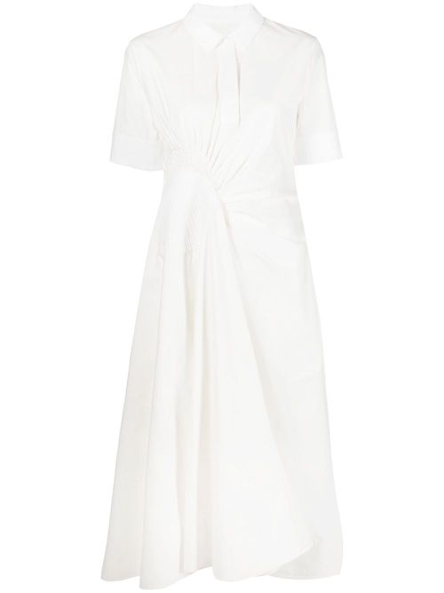 Ruched shirt midi dress - White