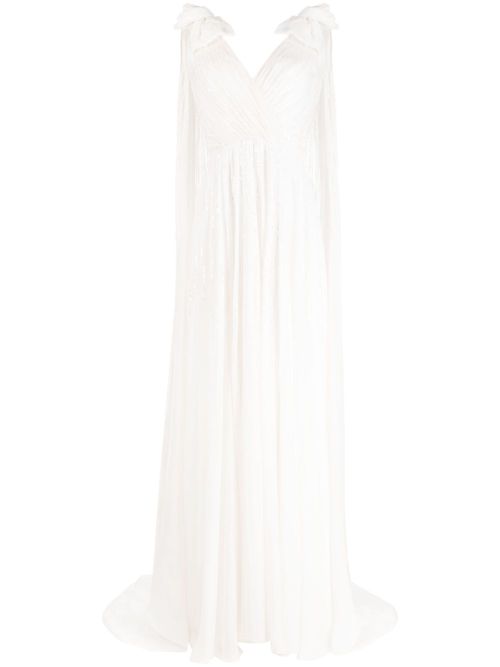 Alma pleated sequin bridal gown - White