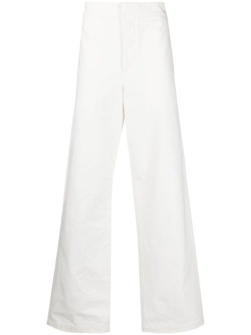 High-waisted straight-leg trousers - White