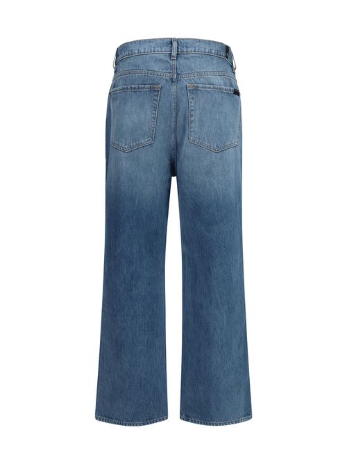 Wide-Leg Cotton Denim Jeans — Blue