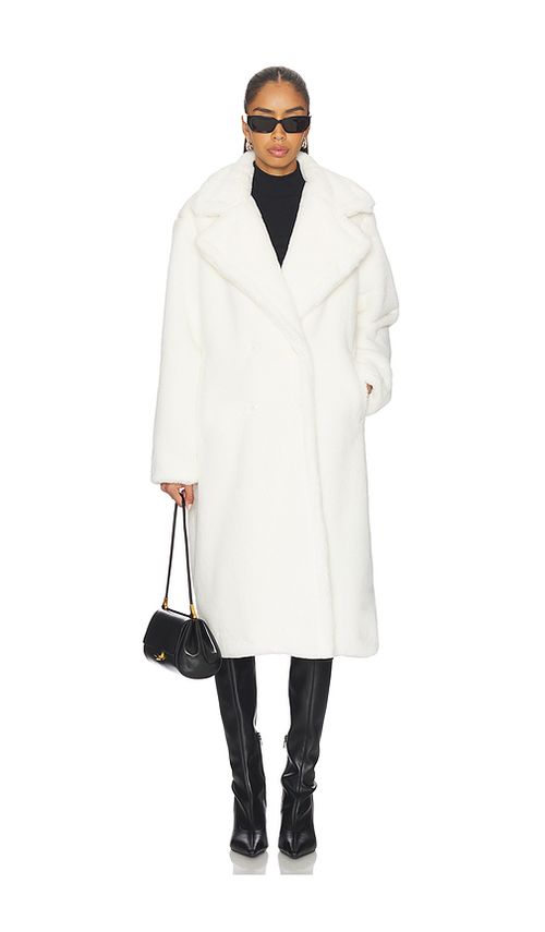 MORE TO COME Calliope Faux Fur Coat in White. M. Also in L, S, XL
