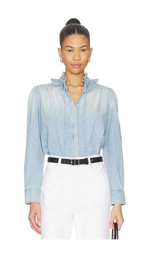 Citizens of Humanity Calista Frill Collar Shirt in Blue. L. Also in M, S