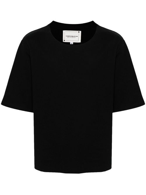 Round-neck layered T-shirt - Black