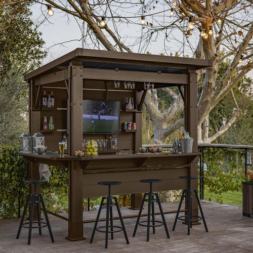 11' x 7' Signature Collection Resin Outdoor Bar Pine Gazebo