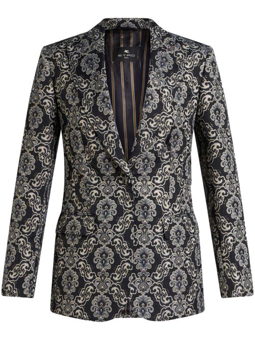 Graphic-jacquard blazer - Black