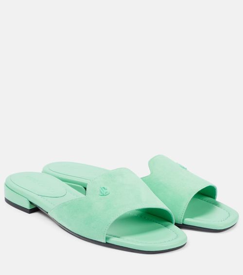Logo suede slides
