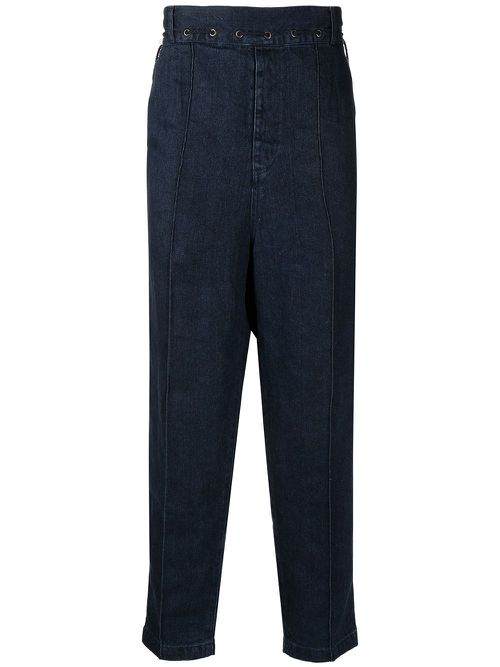 Cropped linen jeans - Blue