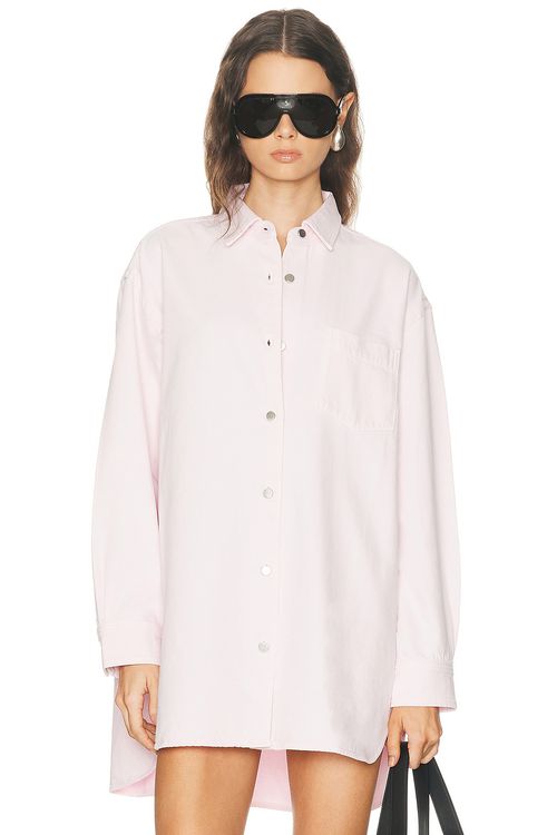 AGOLDE X Maria McManus A-Line Denim Top in Stone Wash Powder Pink - Pink. L also in M