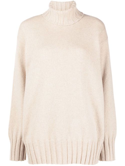Chunky-knit roll-neck jumper - Neutrals