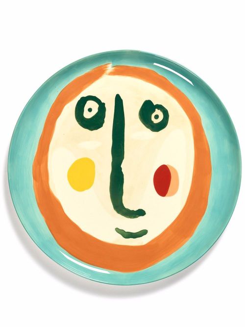 Feast Face 2' abstract-print serving plate - Blue
