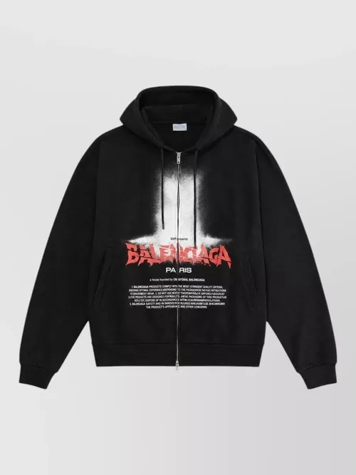 Balenciaga - hooded nylon silk blend sweatshirt ribbed