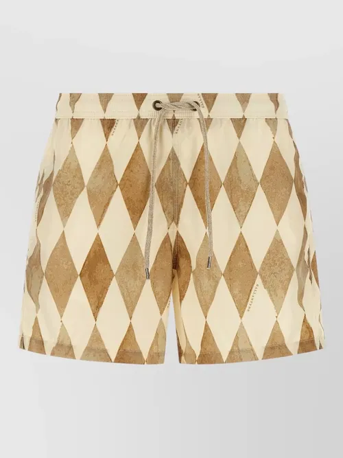 Ballantyne - swimsuit shorts diamond pattern elastic waistband