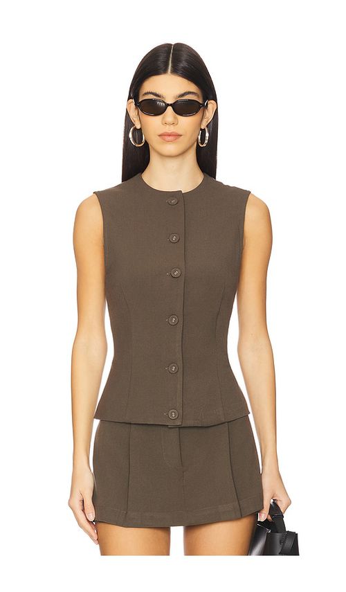 WeWoreWhat Button Down Vest in Brown.  S. Also in