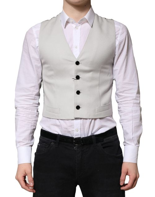 Virgin Wool Formal Dress Vest — Gray