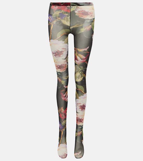 Floral tulle tights