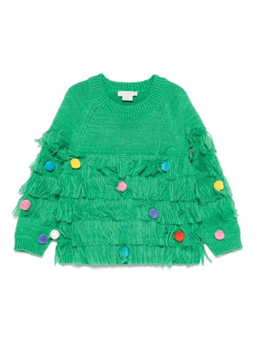 Pompom-detail sweater - Green