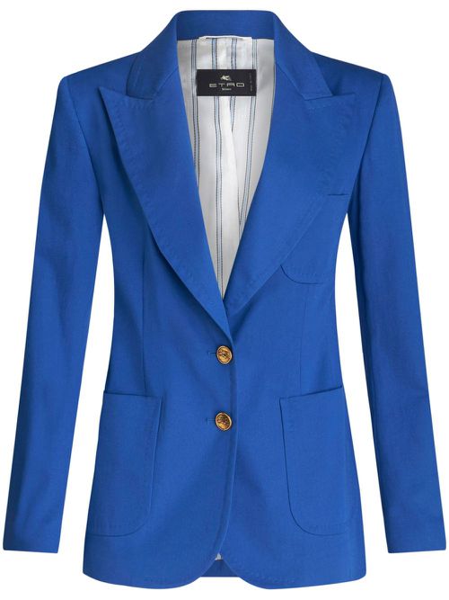 Pegaso-buttons stretch-cotton blazer - Blue