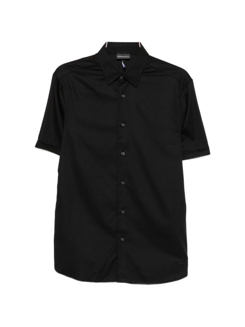 Short-Sleeve Cotton Shirt — Black