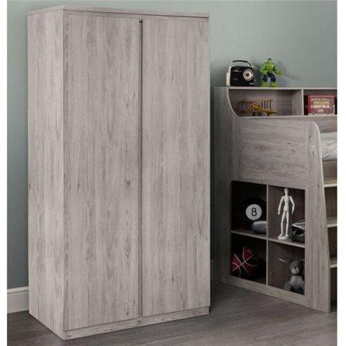 Modern Grey Oak 2 Doors Wardrobe