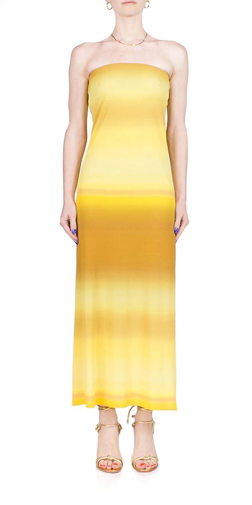 Amara Strapless Maxi Dress In Golder Ombre