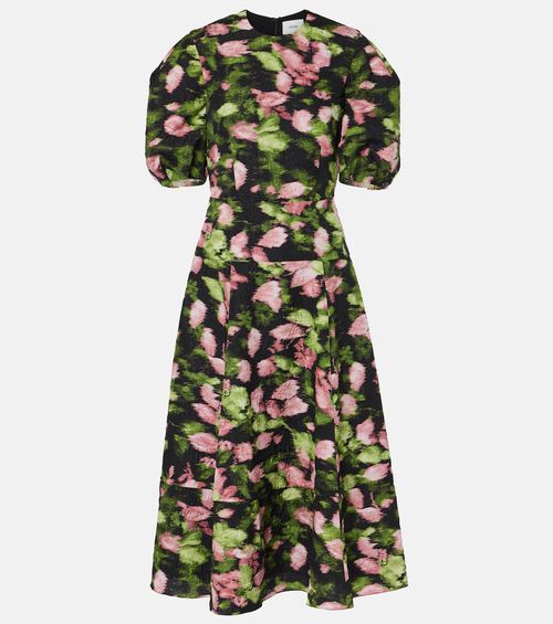 Floral matelassé midi dress