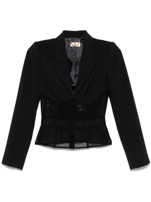 Panelled tulle blazer - Black
