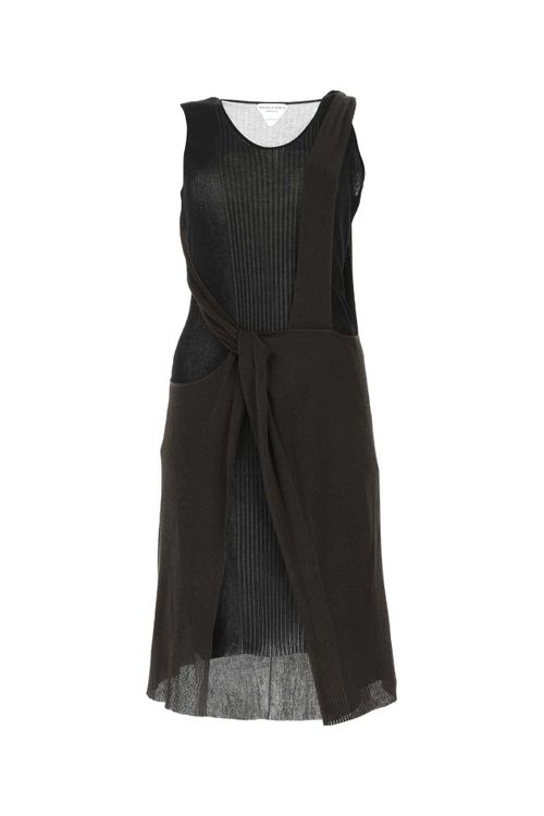 Two-Tone Ribbed Knit Dress — Black